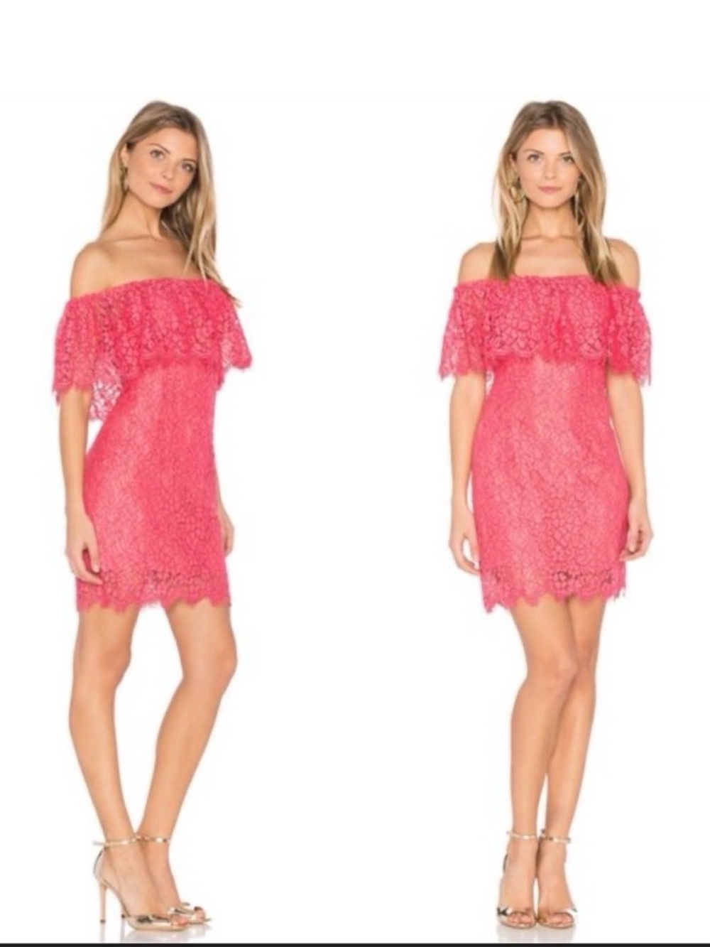 Rachel Zoe Off-Shoulder Pink Lace Cocktail Dress 6